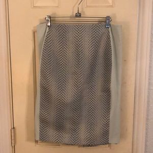 Elie Tahari skirt zipper accent aqua baby blue python snake print size 10